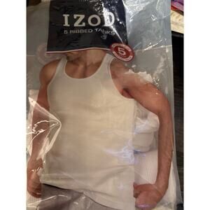 NEW Package of 3  Izod Men's Ribbed Tank Tops Size Large White